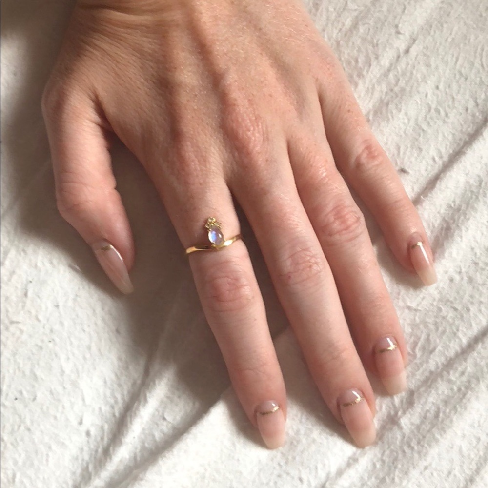 gold and moonstone ring size 7